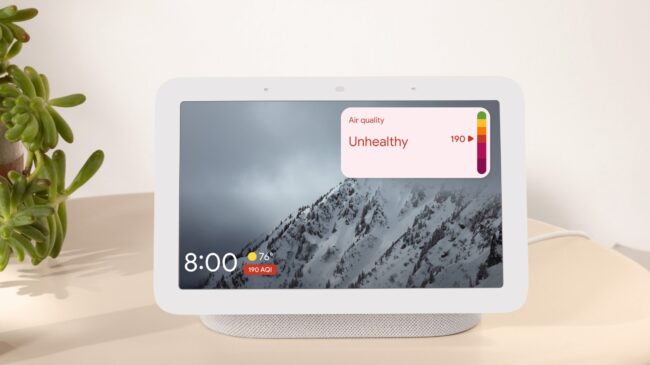 The Nest Nest Hub will show the levels of air quality, since the Wildfire fire season continues